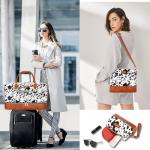 Weekender Bag for Women, Travel Duffel Bag Carry On Overnight Bag with Shoe Compartment Large Nylon Travel Weekend Tote Bag, 5-Black Cow