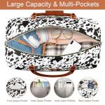 Weekender Bag for Women, Travel Duffel Bag Carry On Overnight Bag with Shoe Compartment Large Nylon Travel Weekend Tote Bag, 5-Black Cow