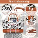 Weekender Bag for Women, Travel Duffel Bag Carry On Overnight Bag with Shoe Compartment Large Nylon Travel Weekend Tote Bag, 5-Black Cow