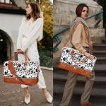 Weekender Bag for Women, Travel Duffel Bag Carry On Overnight Bag with Shoe Compartment Large Nylon Travel Weekend Tote Bag, 5-Black Cow