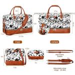 Weekender Bag for Women, Travel Duffel Bag Carry On Overnight Bag with Shoe Compartment Large Nylon Travel Weekend Tote Bag, 5-Black Cow