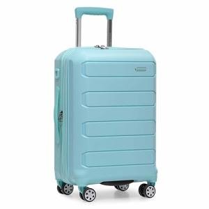 Traveler's Choice Pagosa Indestructible Hardshell Expandable Spinner Luggage, Baby Blue, 22-Inch Carry-on