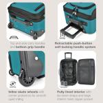 U.S. Traveler Rio Lightweight Softside Rolling Carry-on Suitcase, 2-Wheel Set, Teal