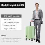 Hulsin Carry On Luggage with TSA Lock, Carry on Suitcase 22x14x9 Airline Approved, Carry-on luggage with 360° Spinner Wheels, Hardside 20 Inch Lightweight Hard Shell Suitcase (Green, 20-Inch)