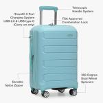 Traveler's Choice Pagosa Indestructible Hardshell Expandable Spinner Luggage, Baby Blue, 22-Inch Carry-on