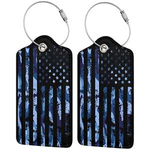 Set of 2 Luggage Tag for Suitcases Tie dye PU Leather Luggage Tag with Full Back Privacy Name ID Card Fun Laggage Tags