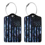 Set of 2 Luggage Tag for Suitcases Tie dye PU Leather Luggage Tag with Full Back Privacy Name ID Card Fun Laggage Tags