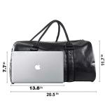 Leather Travel Bag with Shoe Pouch, Waterproof Weekender Overnight Bag, Carry On Duffel Bag for Men Women-Black