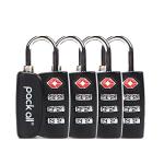 pack all TSA Approved Luggage Lock, Inspection Indicator, Alloy Body, 3 Digit Combination Padlocks, Travel Lock for Suitcases & Bag, Travel Accessories (4 Pack)