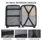 Hulsin 20 Inch Expandable Carry on Luggage, Hardside Lightweight Spinner Suitcase TSA Lock, 22x14x9 Airline Approved Hard Shell Expandable Travel Luggage with 20% More Capacity (Green, 20 Inch)