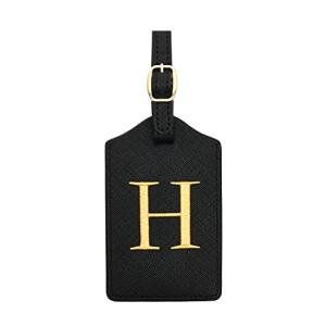 Luggage Tag PU Leather for Suitcase Baggage Handbag Travel Bag Label Suitcase Tag Label Tag w. Name Card & Privacy Cover (H)
