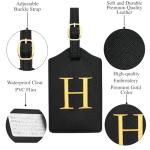 Luggage Tag PU Leather for Suitcase Baggage Handbag Travel Bag Label Suitcase Tag Label Tag w. Name Card & Privacy Cover (H)