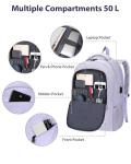 MATEIN Extra Large Laptop Backpack for Women, 50 L TSA Carry On with Multiple Organized Pockets, Anti Theft Water Resistant Travel Laptop Backpack Fits 18.4 In Computer, Light Purple