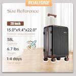 Ruausine Carry on Luggage Airline Approved, Hardside Carry-on Suitcase with Spinner Wheels, Hard Shell Lightweight Small Travel Luggage with TSA Lock (Black)