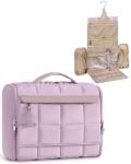 BAGSMART Travel Toiletry Bag, Extra Large Full-open Hanging Toiletry Bag for Women, Puffy Cosmetic Makeup Bag Organizer with Handle for Accessories, Essentials, Toiletries (Purple)