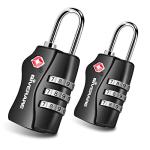 2 Pack TSA Approved Travel Luggage Locks, Combination Lock Keyless, 3-Digit Padlocks, Travel Sentry Accepted Compatible Padlock for Gym Locker, Golf Bag Case, Backpack, Black-by GIVERARE