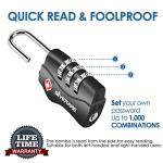 2 Pack TSA Approved Travel Luggage Locks, Combination Lock Keyless, 3-Digit Padlocks, Travel Sentry Accepted Compatible Padlock for Gym Locker, Golf Bag Case, Backpack, Black-by GIVERARE