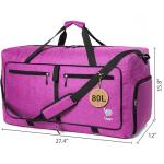 Bago Large Foldable Duffel Bags for Traveling Women & Men - 80L Packable Duffle Bag for Travel with Shoe Compartment - Water Repellant, Heavy Duty, Lightweight Folding & Collapsible (SnowPink)