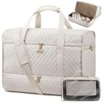 LOVEVOOK Large Travel Duffle Bag, Weekender Bags for Women With Shoe Compartment, Overnight Hospital Bag For Women Labor Delivery, Carry on Personal Item Travel Bag, Yoga Gym Duffel Bag, Beige