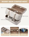 LOVEVOOK Large Travel Duffle Bag, Weekender Bags for Women With Shoe Compartment, Overnight Hospital Bag For Women Labor Delivery, Carry on Personal Item Travel Bag, Yoga Gym Duffel Bag, Beige