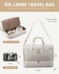 LOVEVOOK Large Travel Duffle Bag, Weekender Bags for Women With Shoe Compartment, Overnight Hospital Bag For Women Labor Delivery, Carry on Personal Item Travel Bag, Yoga Gym Duffel Bag, Beige