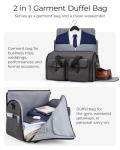 BAGSMART Garment Bags for Travel, Convertible Garment Duffle Bag Suit Bags for Men Women, 2 in 1 Garment Bags for Hanging Clothes, Carry On Duffle Bag with Shoe Compartment, Black