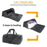 SUOCO Convertible Garment Duffle Bag for Travel, Suit Bags with Vacuum Compression Bag, 2 in 1 Hanging Duffel Dress Carry On Suitcase for Men Women, Black