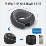 Optixion Travel Pillow, Memory Foam Travel Neck Pillow with Ergonomic 360° Support, Travel Essentials for Plane, Car, Train and Home, Max Gray