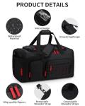DD DEVILLI Gym Bags for Men Women, 45L Sports Travel Duffle Bag with Shoe Compartment, 3 in 1 Weekener Overnight Backpack with Wet Pocket, Black