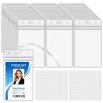 Oomcu 60 PCS Clear Plastic Luggage Tags Holders Bulk - Cruise ID Card Badge Label Tag Holder with Loops Straps for Suitcases, Backpacks, Travel, Office, Business Supplies,Baggage Name Tags (60)