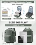 VGCUB Vacuum Backpack Travel with Electric Pump Vacpack System Storage Compression Laptop Work Business Waterproof College Weekender Bags Casual Daypack Backpacks for Women Men Green