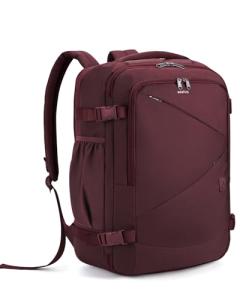 ECOHUB Carry On Travel Backpack, Expandable Airlines Personal Item Bag 18x14x8, Water Resistant 17 inch Laptop Backpack Flight Approved, 12 Pockets 30L Work Backpacks with Wet Pocket & Cable Slot, Red