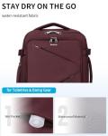 ECOHUB Carry On Travel Backpack, Expandable Airlines Personal Item Bag 18x14x8, Water Resistant 17 inch Laptop Backpack Flight Approved, 12 Pockets 30L Work Backpacks with Wet Pocket & Cable Slot, Red