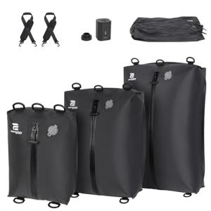 ESCRODOI Vacuum Bags for Travel with Pump, 3-Size Set Reusable Vacuum Compression Bags for Luggage, Space Saver IP67 Waterproof Vacuum Packing Cubes for Suitcase&Backpack, Black