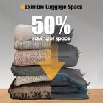 ESCRODOI Vacuum Bags for Travel with Pump, 3-Size Set Reusable Vacuum Compression Bags for Luggage, Space Saver IP67 Waterproof Vacuum Packing Cubes for Suitcase&Backpack, Black