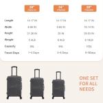 Rosamo Luggage Sets 3 Piece, ABS Suitcase Set (20/24/28), Hardside luggage with Spinner Wheels, Travel Luggage, 22x14x9 Airline Approved Carry on, Lightweight Luggage with High-Security Lock