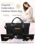 Mama Baby Pregnancy Hospital Bag Essentials for Women Labor Delivery Diaper Organizer with Shoe Compartment,2 Waterproof Toiletry Pouch Travel Duffle Bag for Mommy Weekender Overnight Gym Gifts,Black