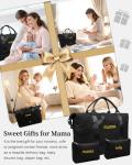 Mama Baby Pregnancy Hospital Bag Essentials for Women Labor Delivery Diaper Organizer with Shoe Compartment,2 Waterproof Toiletry Pouch Travel Duffle Bag for Mommy Weekender Overnight Gym Gifts,Black