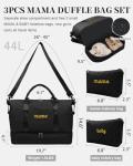 Mama Baby Pregnancy Hospital Bag Essentials for Women Labor Delivery Diaper Organizer with Shoe Compartment,2 Waterproof Toiletry Pouch Travel Duffle Bag for Mommy Weekender Overnight Gym Gifts,Black