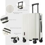 Hulsin Carry On Luggage with TSA Lock, Carry on Suitcase 22x14x9 Airline Approved, Carry-on luggage with 360° Spinner Wheels, Hardside 20 Inch Lightweight Hard Shell Suitcase (White, 20-Inch)