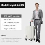 Hulsin Carry On Luggage with TSA Lock, Carry on Suitcase 22x14x9 Airline Approved, Carry-on luggage with 360° Spinner Wheels, Hardside 20 Inch Lightweight Hard Shell Suitcase (White, 20-Inch)