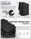 Vacuum Travel Backpack with Pump Women,Personal Item Carry on Backpacks Flight Approved 18x14x8 inches Men,Laptop Waterproof Work Compression bags Casual Daypack Mochila de Viaje Compresion al Black