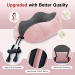 urnexttour Neck Pillow Airplane-2 Pack Memory Foam Travel Pillow, Soft Support Travel Neck Pillow for Travelling, Sleeping Rest, Car, Train and Home Use (Grey&Pink)