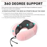 urnexttour Neck Pillow Airplane-2 Pack Memory Foam Travel Pillow, Soft Support Travel Neck Pillow for Travelling, Sleeping Rest, Car, Train and Home Use (Grey&Pink)