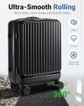 Lekebobor Carry On Luggage 22x14x9 Airline Approved, 20 Inch Hard Shell Suitcase with TSA Lock, Front Pocket & Spinner Wheels for Business Travel, Black