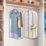 LANDNEOO 2 Pack Clear Garment Bags for Hanging Clothes with Zippers on Double Sides - 10'' Clothes Storage for Coat, Dress, and Fur in Closet - 40'' Long Suit Bags