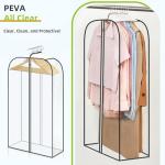 LANDNEOO 2 Pack Clear Garment Bags for Hanging Clothes with Zippers on Double Sides - 10'' Clothes Storage for Coat, Dress, and Fur in Closet - 40'' Long Suit Bags
