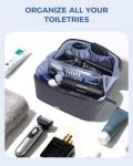 WANDF Toiletry Bag for Men, PU Leather Travel Organizer with Detachable Waterproof Hanging Pouch, Open-Flat Dopp Kit Shaving Bag with Wet Pocket for Travel Toiletries Accessories (Dark Gray)