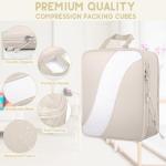 8 Set Compression Packing Cubes Travel, Expandable Travel Cubes for Carry on Luggage, Suitcase Organizer Compression Bags for Travel Essentials, Beige