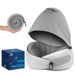 Vzpeun Travel Pillow, Hooded Neck Pillow Airplane for Sleeping, Memory Foam Traveling Pillow for Long Flights, Portable Plane Accessories (Light Gray)